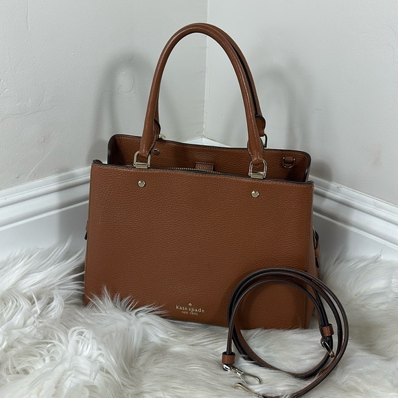 Kate Spade Brown Leila Medium Triple Compartment Satchel Crossbody Purse - Picture 4 of 15